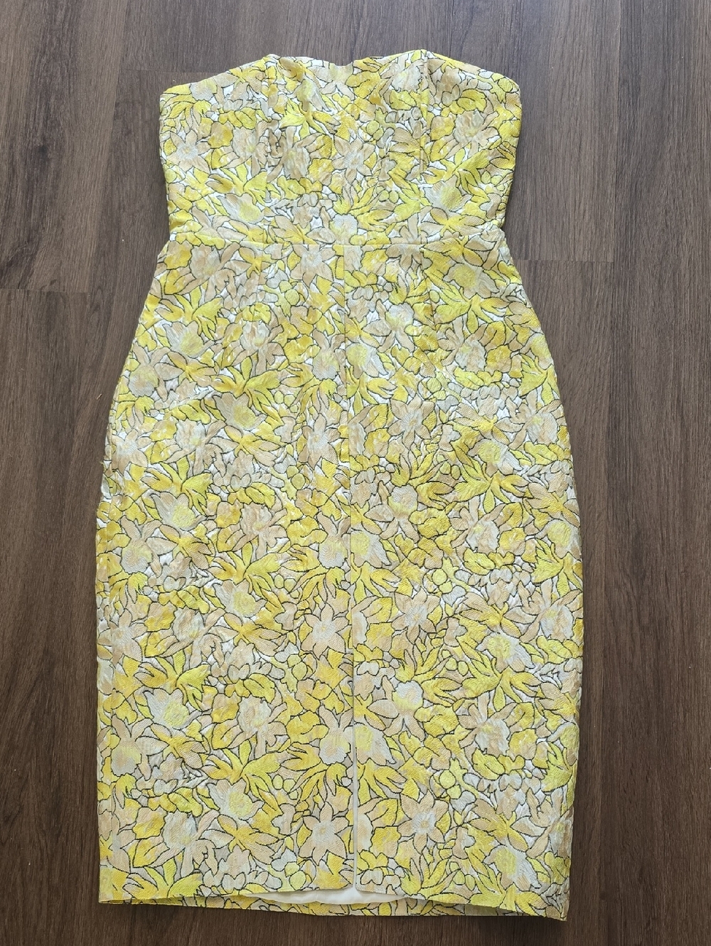 BB Dakota Yellow Floral Strapless Sheath Dress